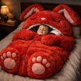 thumbnail image 3 of YIFAEUX Adults Plush Envelope Sleeping Bag Cat Frog Shark Snake Rabbit Slumber Bag Home Travel Cold Weather Men Women Plush Animal Nap Mat, 3 of 7