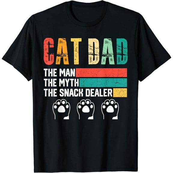 Father Day T-Shirt Vintage Cat Dad The Man The Myth Snack Dealer