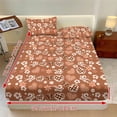 thumbnail image 3 of ZIATUBLES 3-Piece King Size Sheet Set, Soft Polyester Bedding-Cooling Cozy All-Season Sheets with 1 Fitted Sheet and 2 Pillowcases, Brown Butterfly Heart Floral Print, 3 of 9