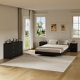 thumbnail image 3 of ASTUVIA 4-Piece Bedroom Set for Adult, Fluted Queen Floating LED Bed Frame with 2 Nightstands and Fluted 6 Drawer Dressers,Black, 3 of 10