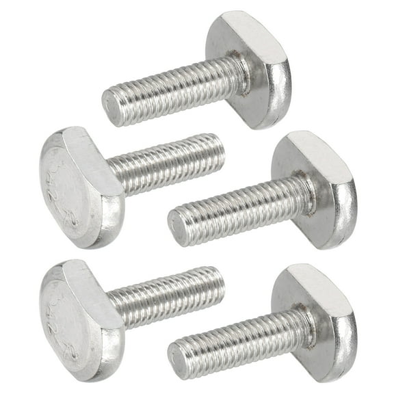 M6x20mm T Slot Bolts 304 Stainless Steel Drop-in Bolt T Shape Stud Sliding Screw, Silver 5 Pcs