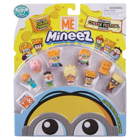 Despicable Me 3 Cheese Festival Say Cheese Agnes, Cheeze Head, Big Cheese Edith, Cheddar Head Dave, Cheese Fest Margo, Niko, Cheese Hat Jerry, Cheese Lucy & Freedonian Pig Mini Figure 9-Pack