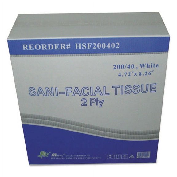 Sani Facial Tissue, 2-Ply, White, 40 Sheets/box | Bundle of 5 Cartons