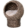 thumbnail image 3 of PawHut 20" Natural Braided Elevated Cat Bed Basket House Chair Sofa, Dark Brown, 3 of 10