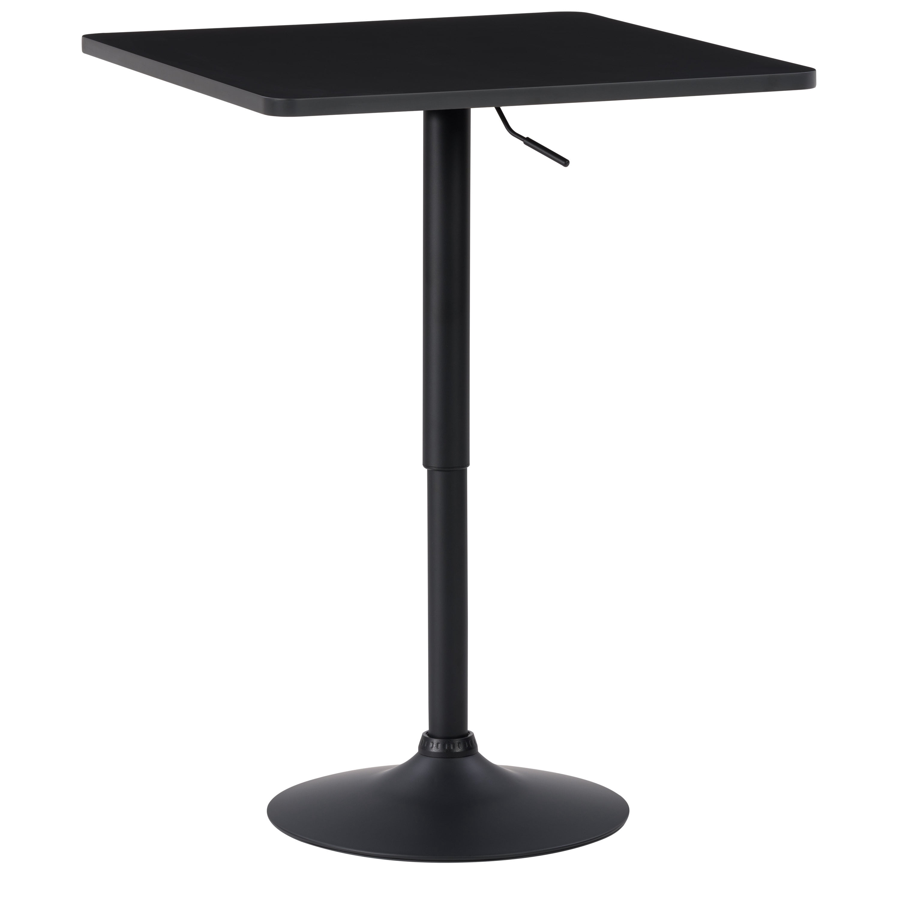CorLiving Maya Square Engineered Wood Top Adjustable Height Swivel Bar Table with Metal Pedestal Base, Chrome/Black