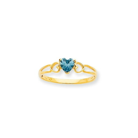 - 10k Yellow Gold Genuine Aquamarine Solitaire Engagement Ring 0.37CT