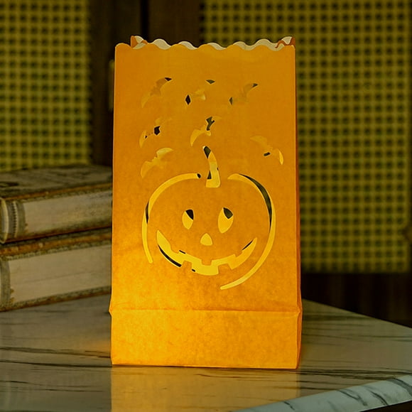 Bolsas de luz de Halloween con velas electrónicas, bolsas ignífugas para velas, linternas de calabaza, linternas de té y soportes para velas se utilizan para la decoración de fiestas de Halloween.