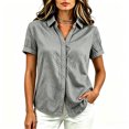 thumbnail image 4 of Asgosdo Womens Button Down Shirts Cotton Linen Short Sleeve Collared Loose Fit Tops Soft Cozy Summer Blouses, 4 of 6