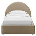 thumbnail image 5 of Pemberly Row Performance Velvet Arched Round Twin Platform Bed in Taupe, 5 of 9