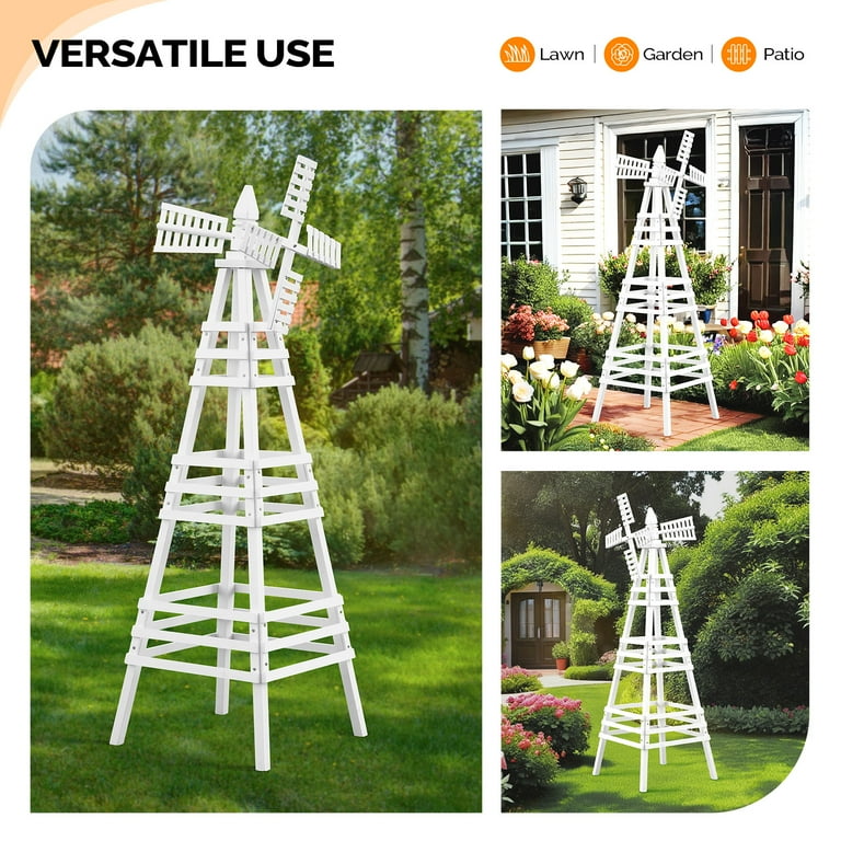 Ktaxon 6.6FT Wood Windmill Backyard Garden Decoration Weathervane