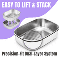 thumbnail image 2 of Furrbby Stainless Steel Sifting Litter Box with Lid for Big & Multi Cat, Easy Clean, with Scoop, Grey, 2 of 10