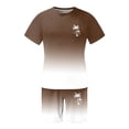 thumbnail image 4 of Valora Men's Summer Casual Set Short Sleeve Round Neck Tee with Matching Shorts in Breathable Stretch Fabric for Everyday Wear Brown L, 4 of 4