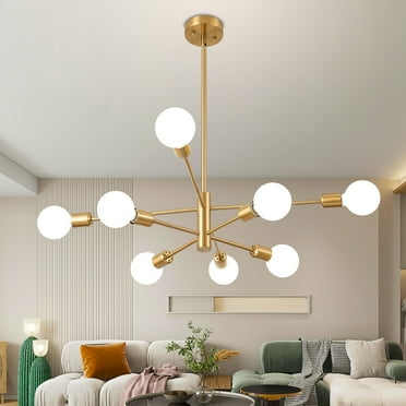 Deyidn Gold 8 Lights Sputnik Chandelier Modern E26 Pendant Lighting Chandeliers Ceiling Light Fixture for Living Room, Bedroom, Dining Room