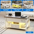 thumbnail image 3 of Dextrus 4-in-1 Lift Top Coffee Table with RGB Light, Storage, Power Outlets, Dual Tops, White, 3 of 10