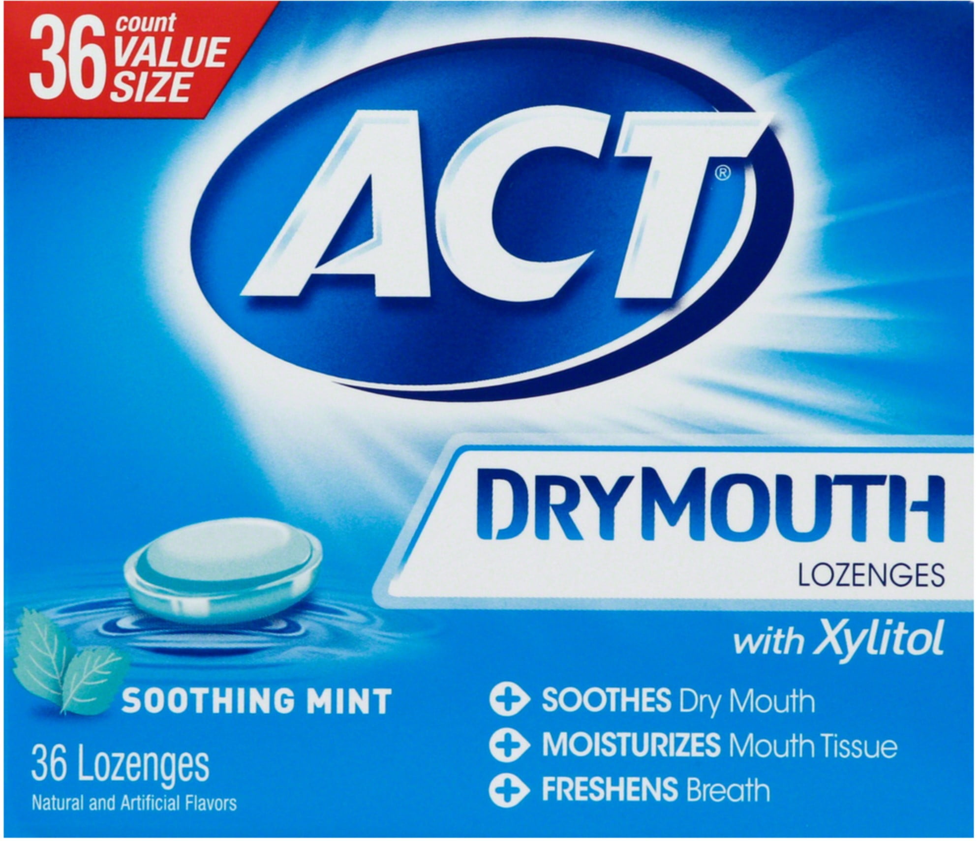 ACT Dry Mouth Soothing Mint Lozenges 36 ea (Pack of 2)