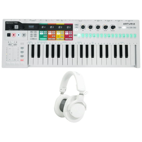 Arturia Keystep Pro 37-Key USB Keyboard Controller Audio Technica Headphones