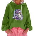 thumbnail image 2 of Women's Christmas Print Loose Casual Long Sleeve Hooded Sweatshirt, Festive Fall Winter Wear with Comfortable Fit and Holiday Design for Seasonal Activities,Green,XL, 2 of 7