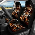 thumbnail image 2 of Yuyamidu Fire Deer Car Seat Covers Full Set of 14 USA Flag Steering Wheel Cover Car Headrest Covers Seat Belt Pads Armrest Cover Keychain Coasters Fit for SUV Van Truck, 2 of 7