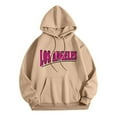 thumbnail image 1 of MKLEKYY Sweater Comb Womens Letter Printed Trendy Cool Fall/Winter Long Sleeved Drawstring Hooded Sweater, 1 of 1