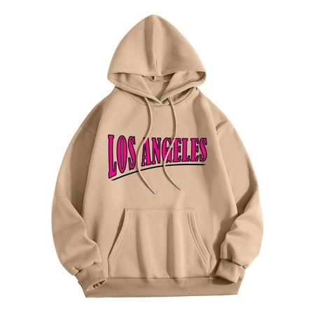 MKLEKYY Sweater Comb Womens Letter Printed Trendy Cool Fall/Winter Long Sleeved Drawstring Hooded Sweater