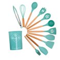 thumbnail image 1 of Rush Kitchen Utensils Set, 12 Pcs Non-Stick Silicone Cooking Utensils Set（With storage bucket） , Sturdy Wooden Handle, Heat Resistance Silicone Spatula Spoon Kitchen Gadgets Utensils Set S4620, 1 of 4