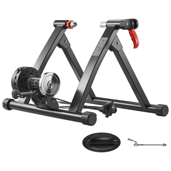 VEVOR Bike Trainer, 6 Level Resistance, 26-29 in & 700C Wheels, Foldable Magnetic Bicycle Stationary Stand for Indoor Exercise Riding with Quick Release Skewer & Front Wheel Riser Block for Road Bikes