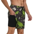 thumbnail image 3 of Gaeub Dinosaur Skeleton Mens Swim Trunks Stretch Beach Shorts Quick Dry for Men Swim Shorts Swimwear with Pockets- Large, 3 of 9