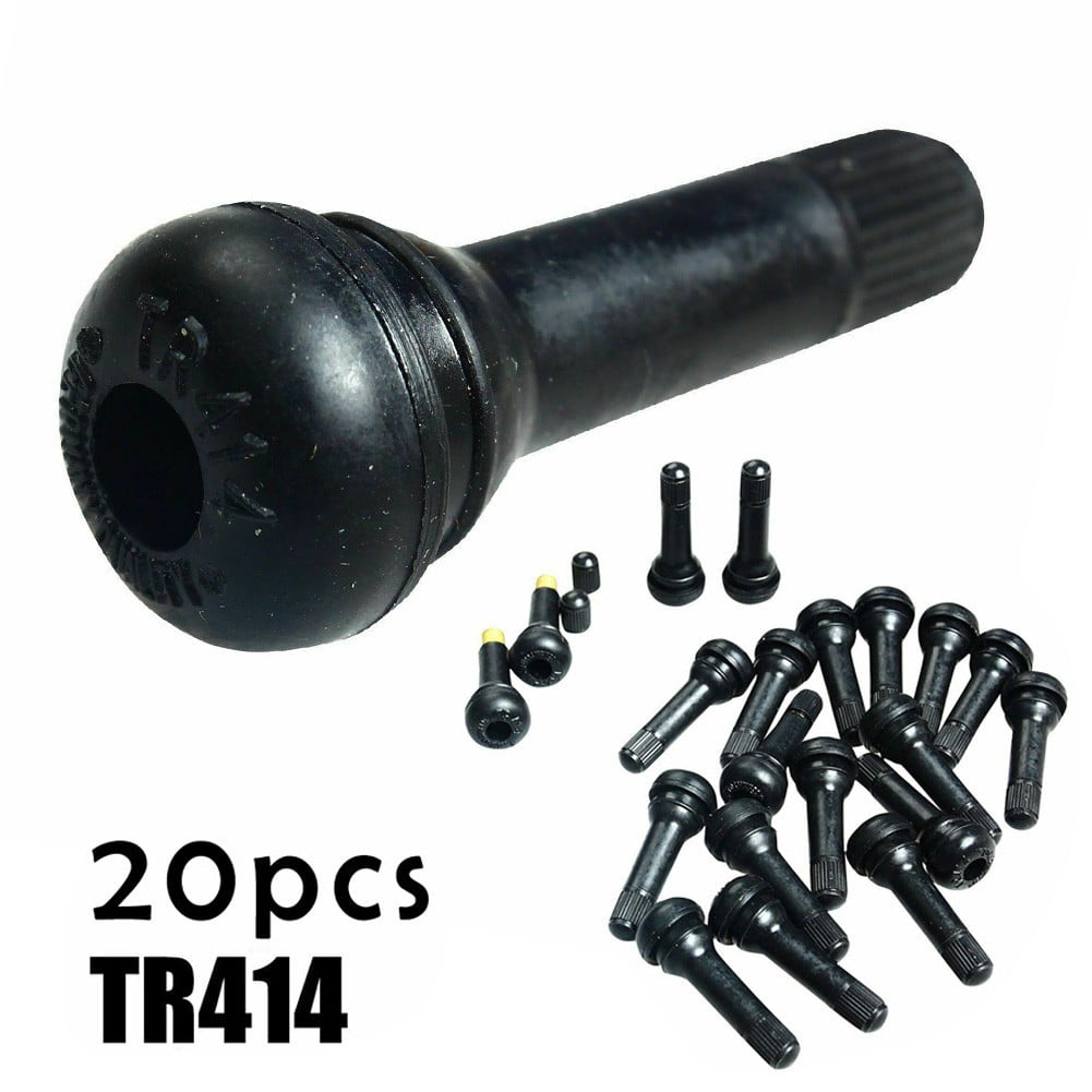 25× Black TR414 Snap-In Tyre Tire Wheel Valve Stems Medium Rubber Kit 50mm New 