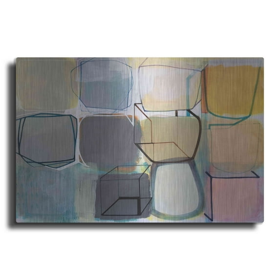 Luxe Metal Art 'Paper Abstract 2' by Naomi Taitz Duffy, Metal Wall Art, 24"x16"