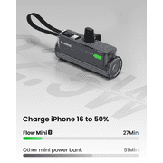 SHARGE Flow Mini 2 Power Bank with Built-in Cable 22.5W Max Portable Charger for Travel, Fast Charging Battery Pack with iOS and USB-C Connector for iPhone 16/15/14, Galaxy, Google, and More