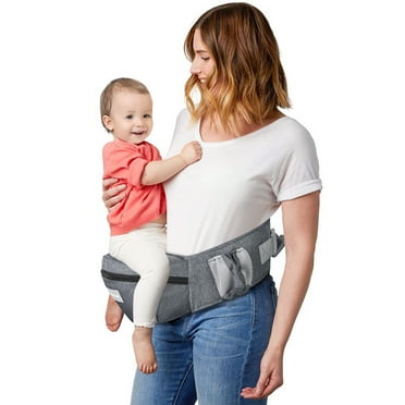 OTDLIGHT Baby Carrier with Hip Seat for Newborns & Toddlers, Ergonomic Front Carrier Baby Holder with Strong Support Adjustable Waistband & Multiple Large Pockets - Gray