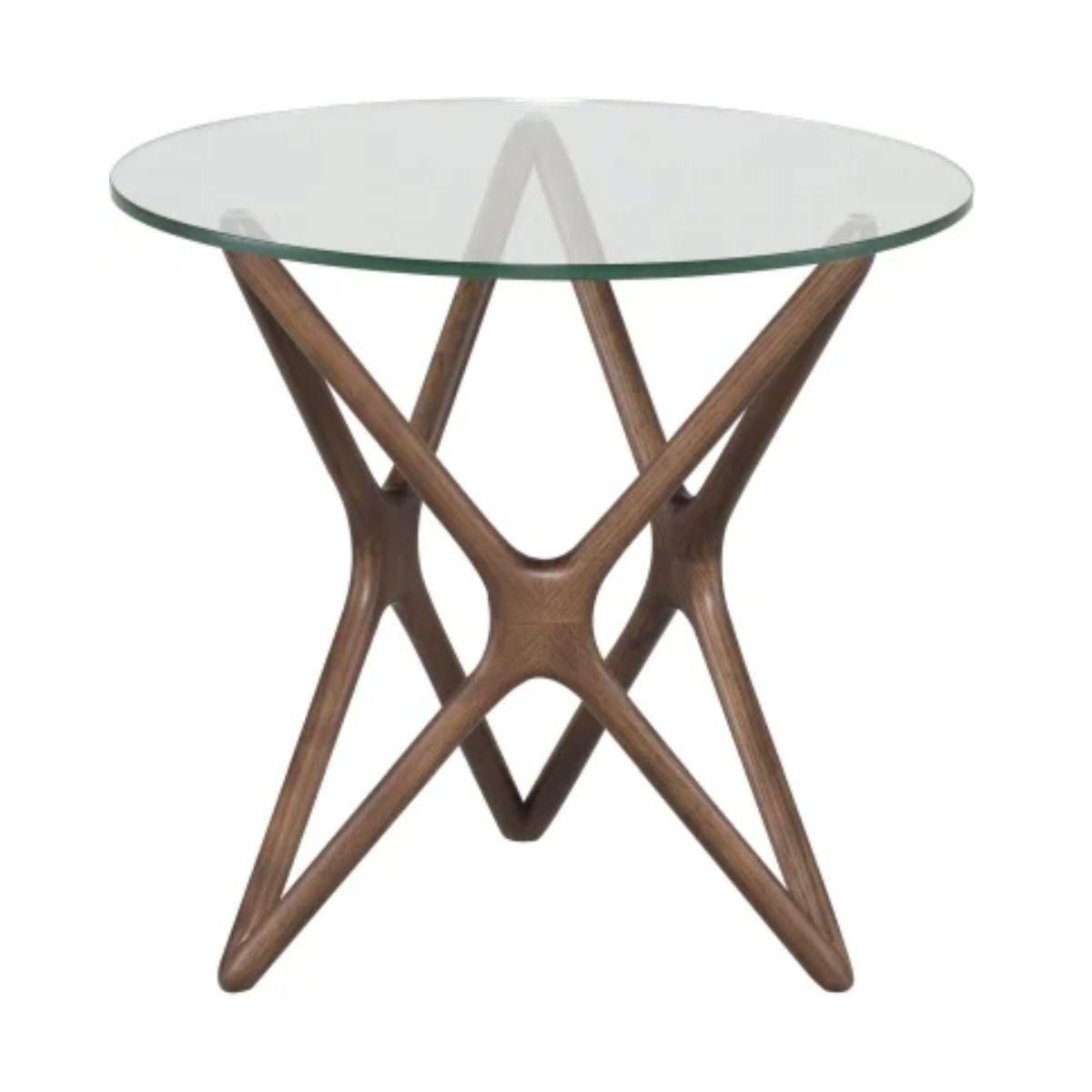 Star End Table with glass top with a star-shaped wood base