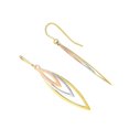 thumbnail image 3 of JewelStop 10k Tri-Color Gold 3 Open Marquise Shape Drop Earrings - 35x7mm, 1.4gr., 3 of 6