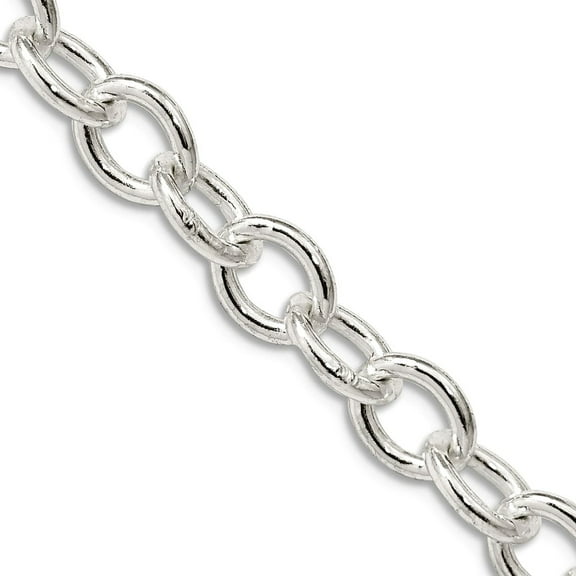 925 Sterling Silver Oval Polished Chain Necklace 20 Inch 6.8mm Lobster Claw Chain Necklace for Women and Men