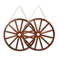 thumbnail image 5 of IBASETOY 2Pcs Wooden Wagon Wheel Wall Decor Light Brown Vintage Rustic Home Wall Art for Living Room Office, 5 of 8