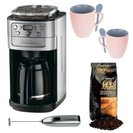 Cuisinart DGB-700BC Grind & Brew 12-cup Automatic Coffeemaker Bundle with Knox 16oz. Mug With Spoon (2 Pack) + Knox Milk Frother and Capresso Swiss Roast Coffee