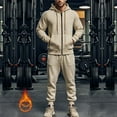 thumbnail image 2 of Atogsazn Mens Fall Track Suit Full Zip Hooded Sweatshirt Sweatpant Sets Sweatsuit Jogger Running Outfit Clothing 02-Khaki S Fashion, 2 of 8