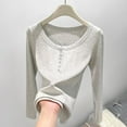 thumbnail image 4 of EDFBUYKRS Long Sleeve Blouses Button-Down Shirts for Women Fall Ruffle V-Neck Solid Print Casual Dressy T-Shirt Tops Xl, 4 of 5