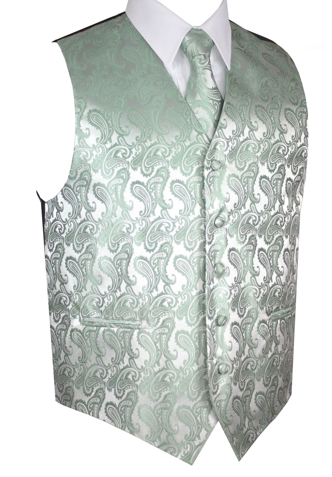 New Men's Polyester Woven Neck Tie necktie & hankie set paisley Ivory prom 