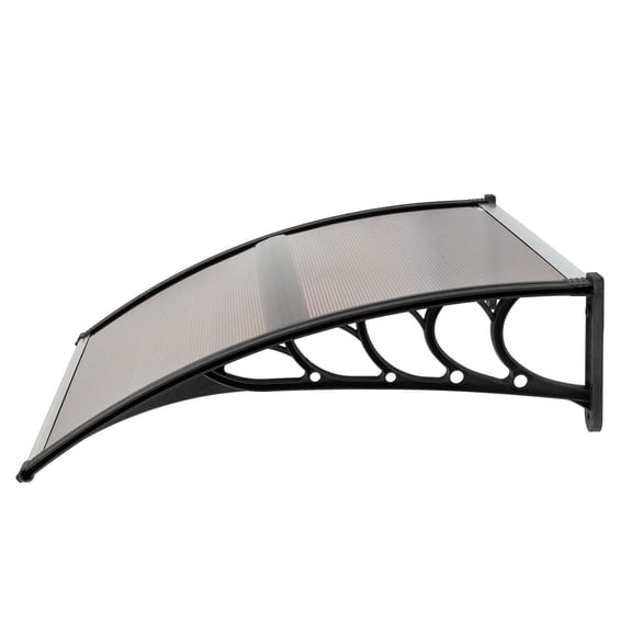 GVN 40x38 Inch Eaves Canopy with Rain Cover Board and Holder, Weatherproof Shelter for House Door Window and Outdoor Entryway, Brown