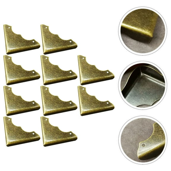 Topbathy Durable Antique Wooden Case Corner Protectors Golden Iron Vintage Style Safety Bumpers for Decoration 20pcs