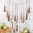 thumbnail image 3 of Cotton Tassel Wall Hanging Boho Macrame Wall Decor 55.7 x 29.5in Goldenrod Woven Rope Handmade Wood Beads Wall Tapestry Art Ornament for Home Living Room Bedroom Background Decor, 3 of 9