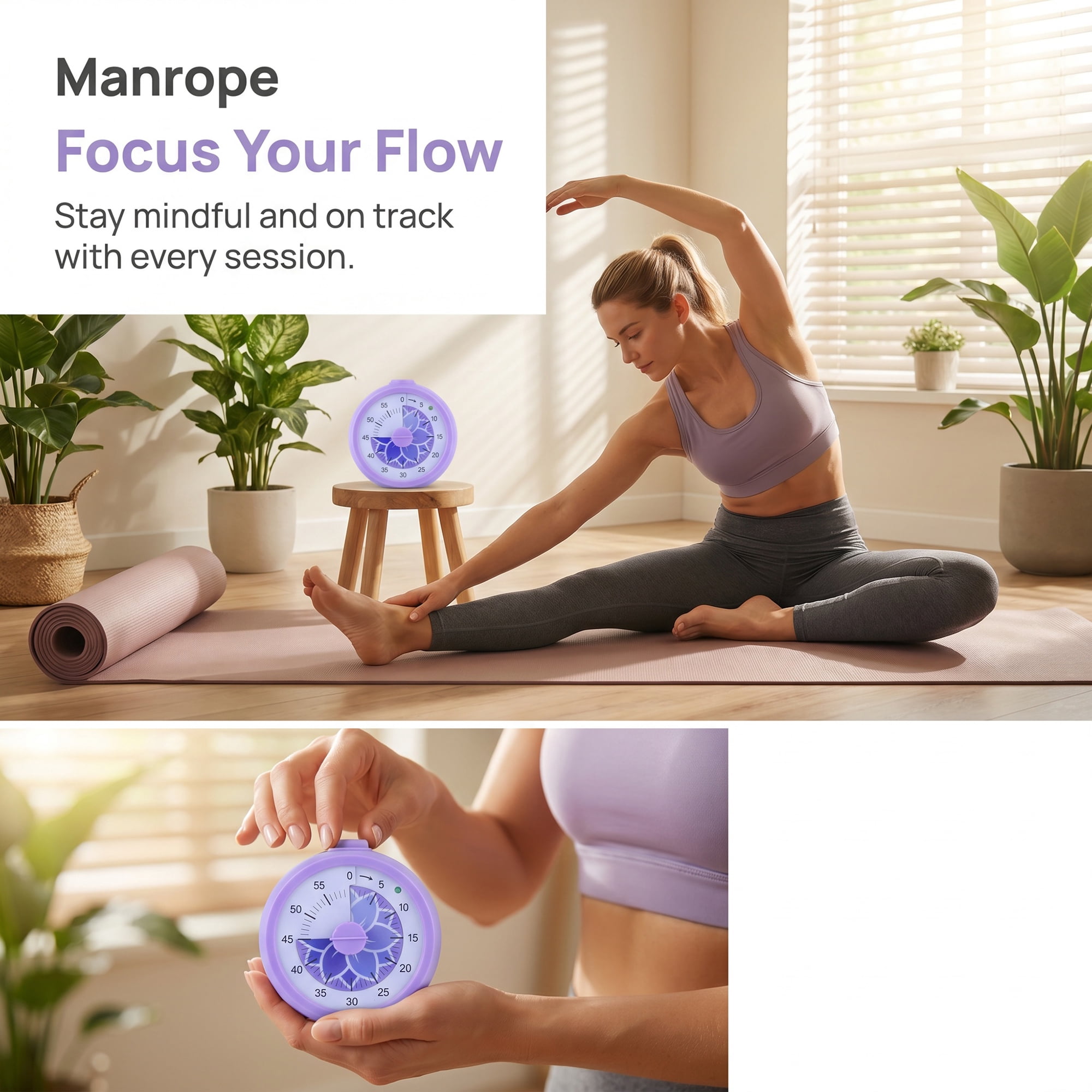Unique Bargains Simple 60 Minute Timer Digital Visual Timer for Students Purple Circle