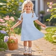 thumbnail image 2 of Ugoldhm Girls Casual Short Sleeve Summer Midi Dress - Crew Neck Flowy Sun Dresses, Size 3-12, 2 of 9