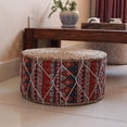 thumbnail image 4 of Coussin de Sol en Paille Fait Main pour Méditation Tabouret Pouf Bohemia Rouge, 4 of 8