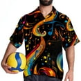 thumbnail image 4 of Note Men's Short Sleeve Hawaiian Shirt Button Down Poplin Beach Casual Printed Unisex Summer Tops, 4 of 6