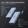 thumbnail image 4 of Yesfashion USB C Docking Station, 12 in 1 Triple Display Multiport Adapter Dongle, 100W PD 4USB Ports TF/SD Audio for MacBook/Dell/HP/Lenovo More, 4 of 7