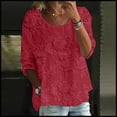 thumbnail image 2 of WZXFASHION T-shirt à Imprimé pour Femme, T-shirt à Manches Mi-Longues à Col Rond, T-shirt à Manches 3/4, T-shirt Ample Grande Taille, Liquidation T-shirt à Manches Longues pour Femme, 2 of 4