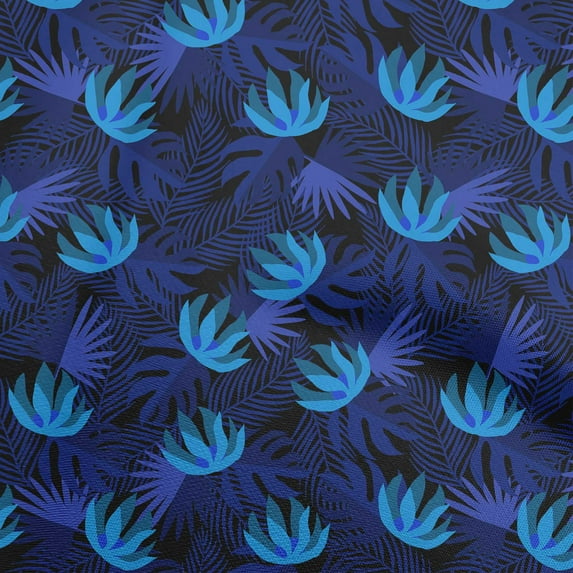 oneOone Cotton Cambric Dark Blue Fabric Floral Dress Material Fabric Print Fabric By The Yard 56 Inch Wide