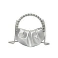 thumbnail image 2 of Purses for Women, Small Purse, Rhinestone Clutch Purse Pleated Evening Bag, Chic Mini Cloud Handbag, Premium Evening Bag for Formal Party, Silver, 2 of 7
